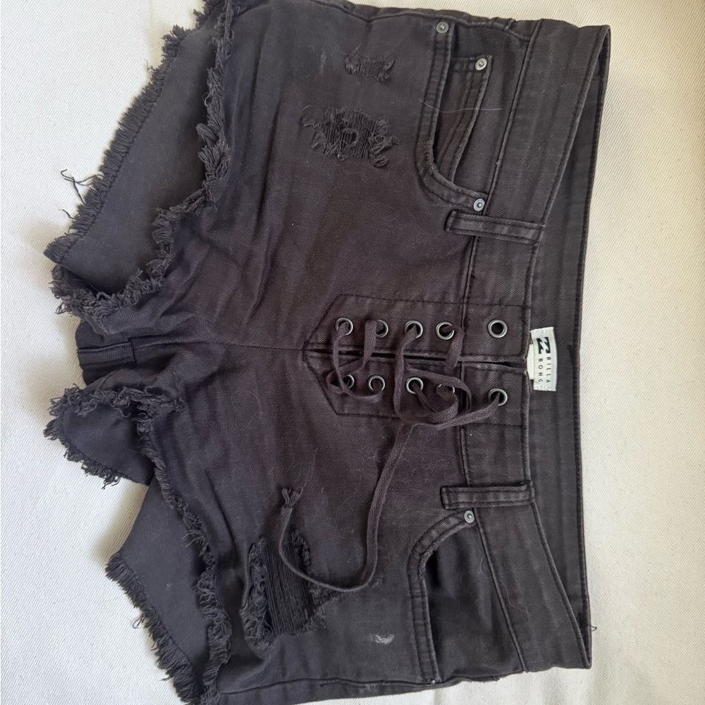 Billabong Charcoal Lace-Up Jean Shorts